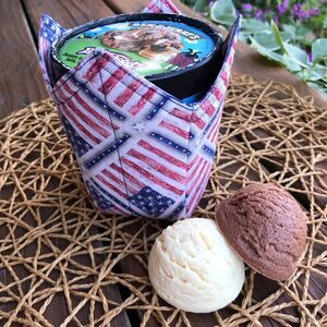 Microwave Bowl Cozy Reversible, American Flag, Choose Bowl or Pint Size USA